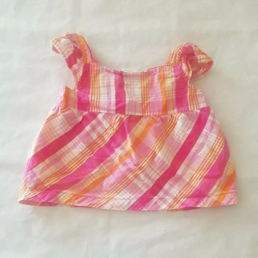 Okie dokie baby girl Plaid Button Stretch Sleevesless Pink Square Size 2T